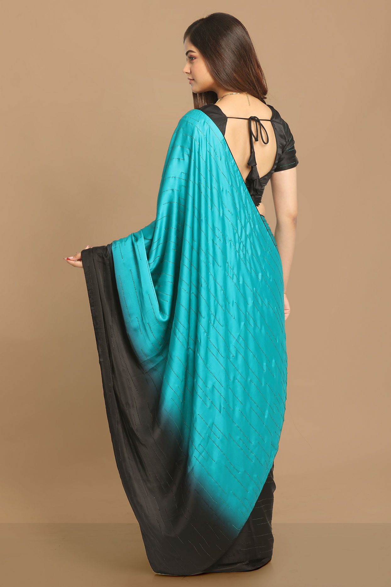 Light Blue And Black Combination Saree image number 3
